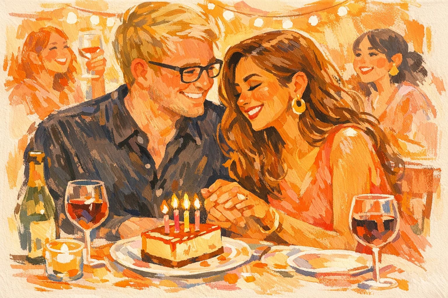 Birthday dinner illustration